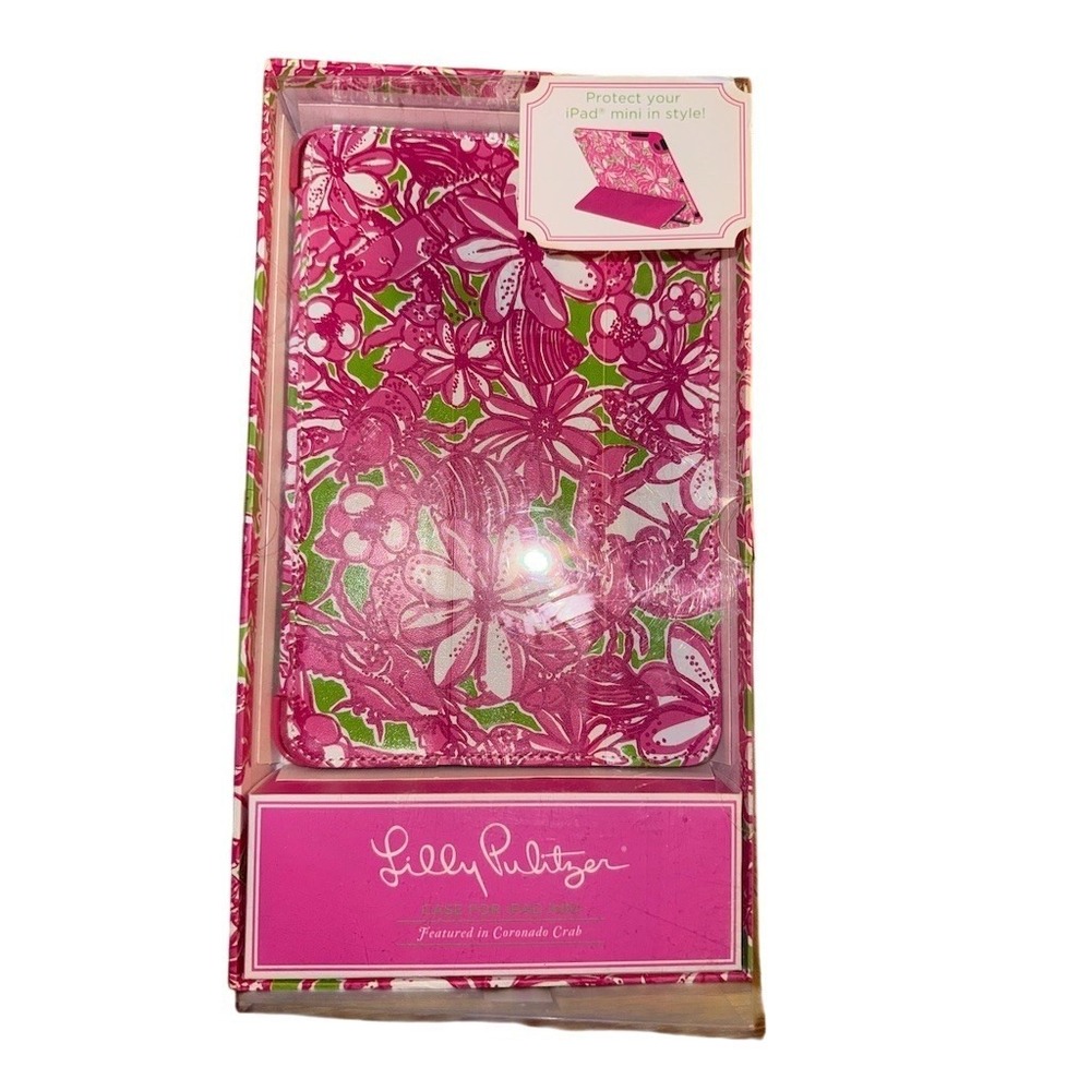 Lilly Pulitzer iPad Mini Folio Case Cover‎ Stand Wake/Sleep Pink Green